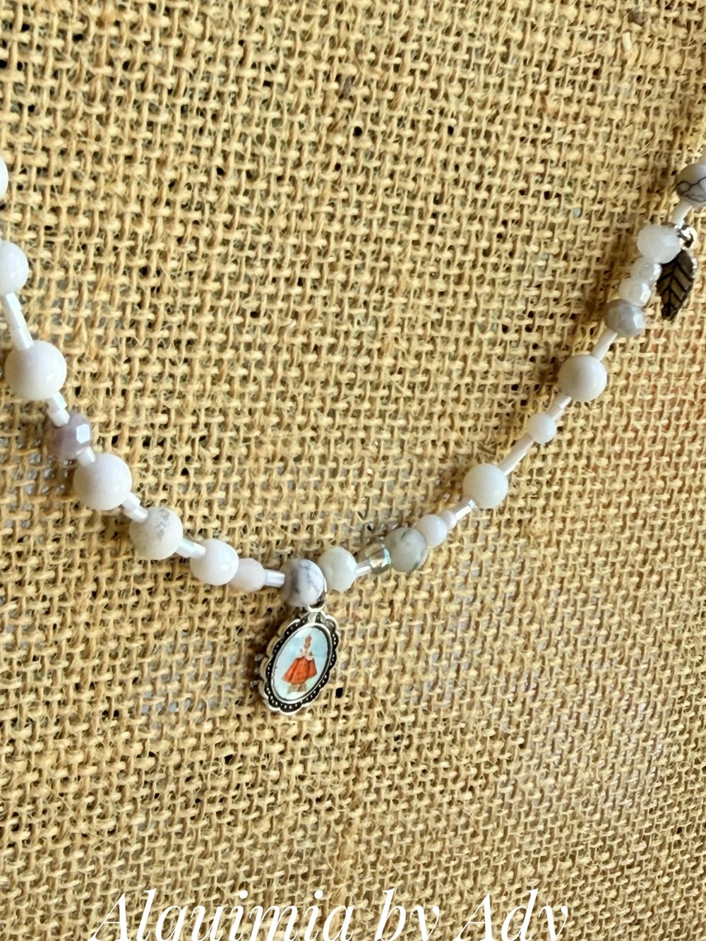 BEADED SILVER + white Howlite statement necklace